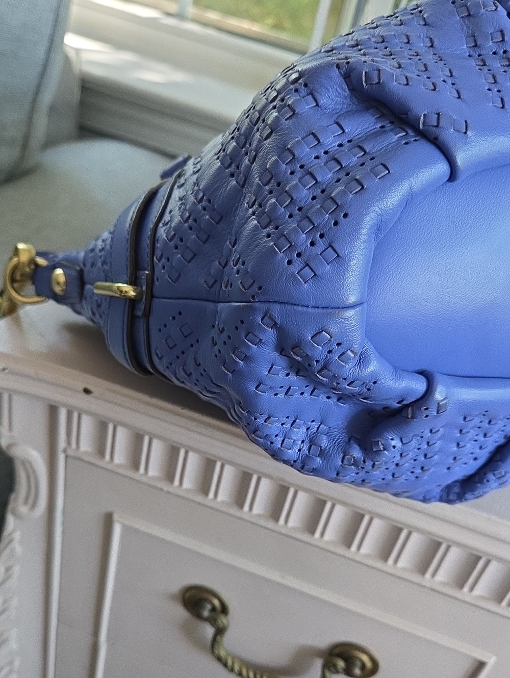 COACH Carolina Blue 2012 Madison Sophia Woven Leather Shoulder Bag - Picture 9 of 16
